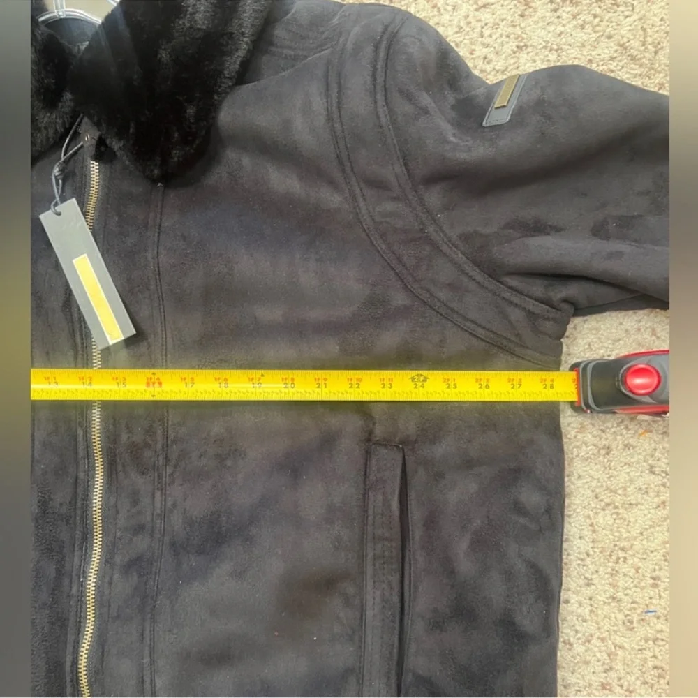 Sean John Mens Black Shearling Lining Suede Leather Coat winter Jacket Size 3XL